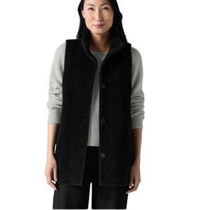 Eileen Fisher Suri Alpaca Vest Black button front  size XS